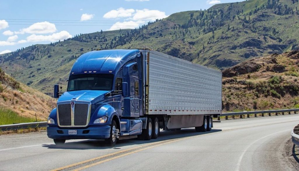 Truck in motion on the road